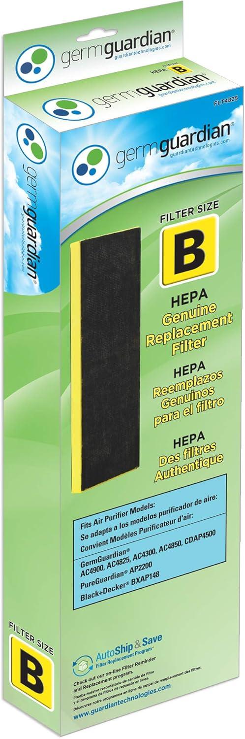 image:imageGermGuardian HEPA Pure Genuine Air Purifier Filter B Removes 9997 of Pollutants Wildfire Smoke Odors for AC4825 AC4300 AC4900 AC4880 AC4850 CDAP4500 2Pack BlackYellow FLT48252PK5 x 16 x 2