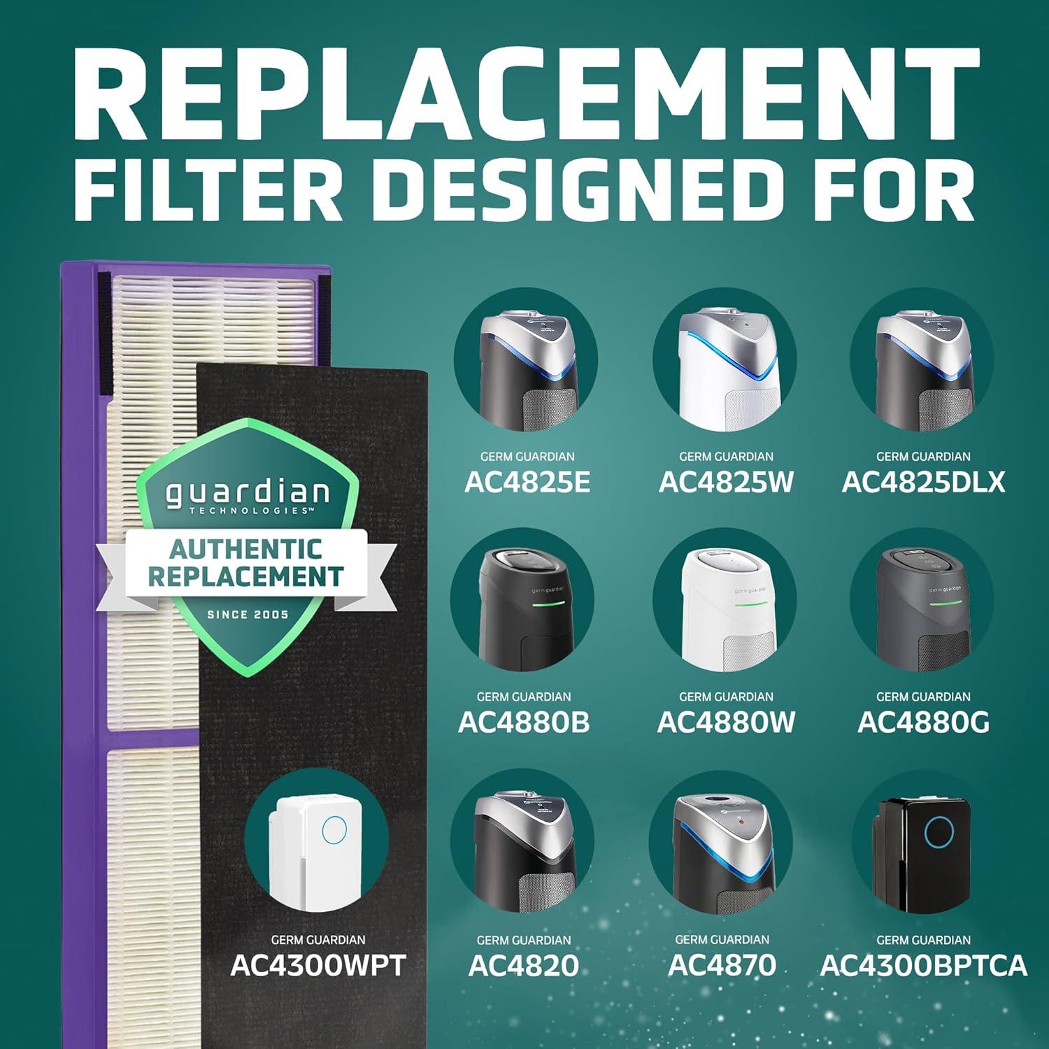 image:imageGermGuardian Pet Pure HEPA Genuine Air Purifier Filter B Removes 9997 of Pollutants for AC4825 AC4820 AC4850 AC4870 CDAP4500 AC4900 AC4300 AP2200 2 Pack BlackPurple FLT4850PT2PK