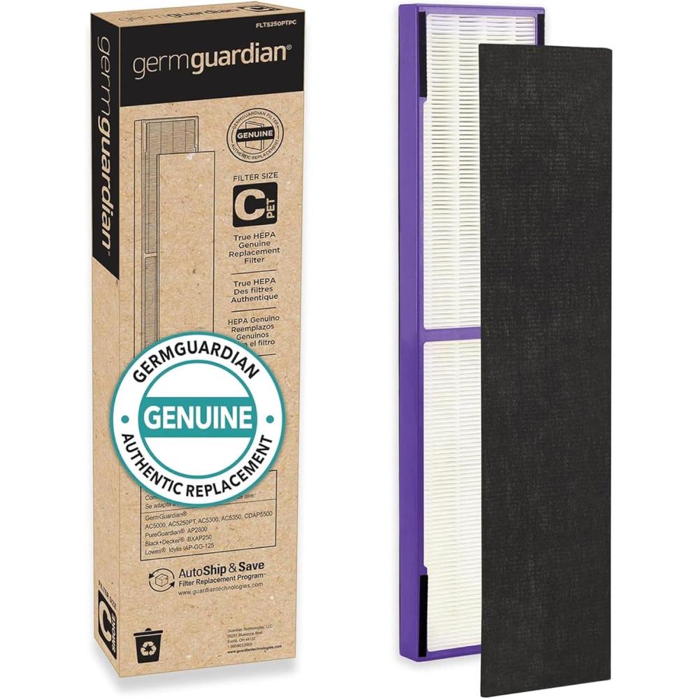 image:imageGerm Guardian FLT5250PT True HEPA Genuine Air Purifier Replacement Filter C with Pet Pure Treatment for GermGuardian AC5250PT AC5000E AC5300B AC5350W AC5350B CDAP5500 and More