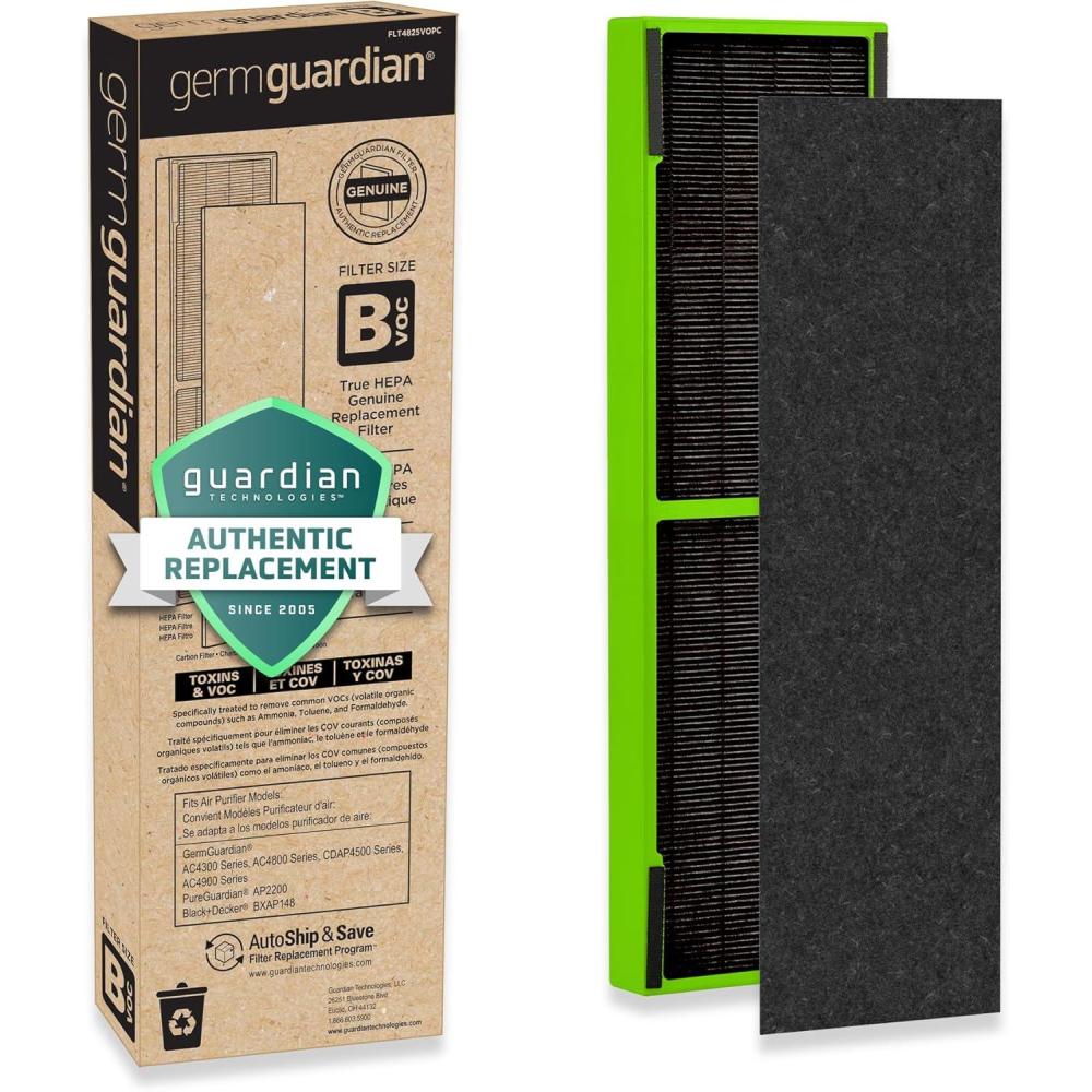 image:imageGermGuardian Air Filter B Genuine Toxin Clear HEPA Replacement Air Purifier Filter Removes 9997 of Pollutants Common VOCs Household Toxins AC4825 AC4300 AC4880 AC4900 CDAP4500 FLT4825VO48 x 158 x 13