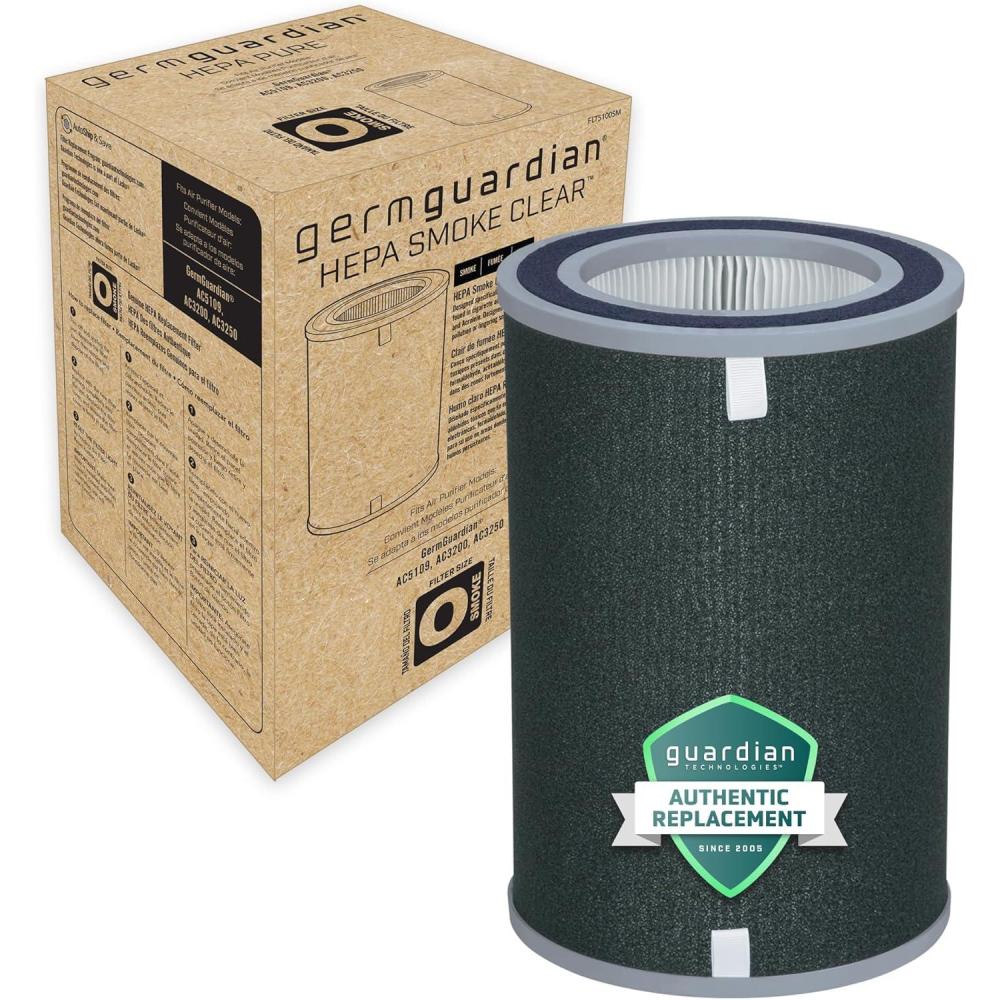 image:imageGermGuardian Filter O HEPA Pure Genuine Air Purifier Replacement Filter Removes 9997 of Pollutants Wildfire Smoke Odors Mold Spores for Air Purifier AC3200 AC3250 AC5109 AP3250 FLT5100HEPA SMOKE CLEAR