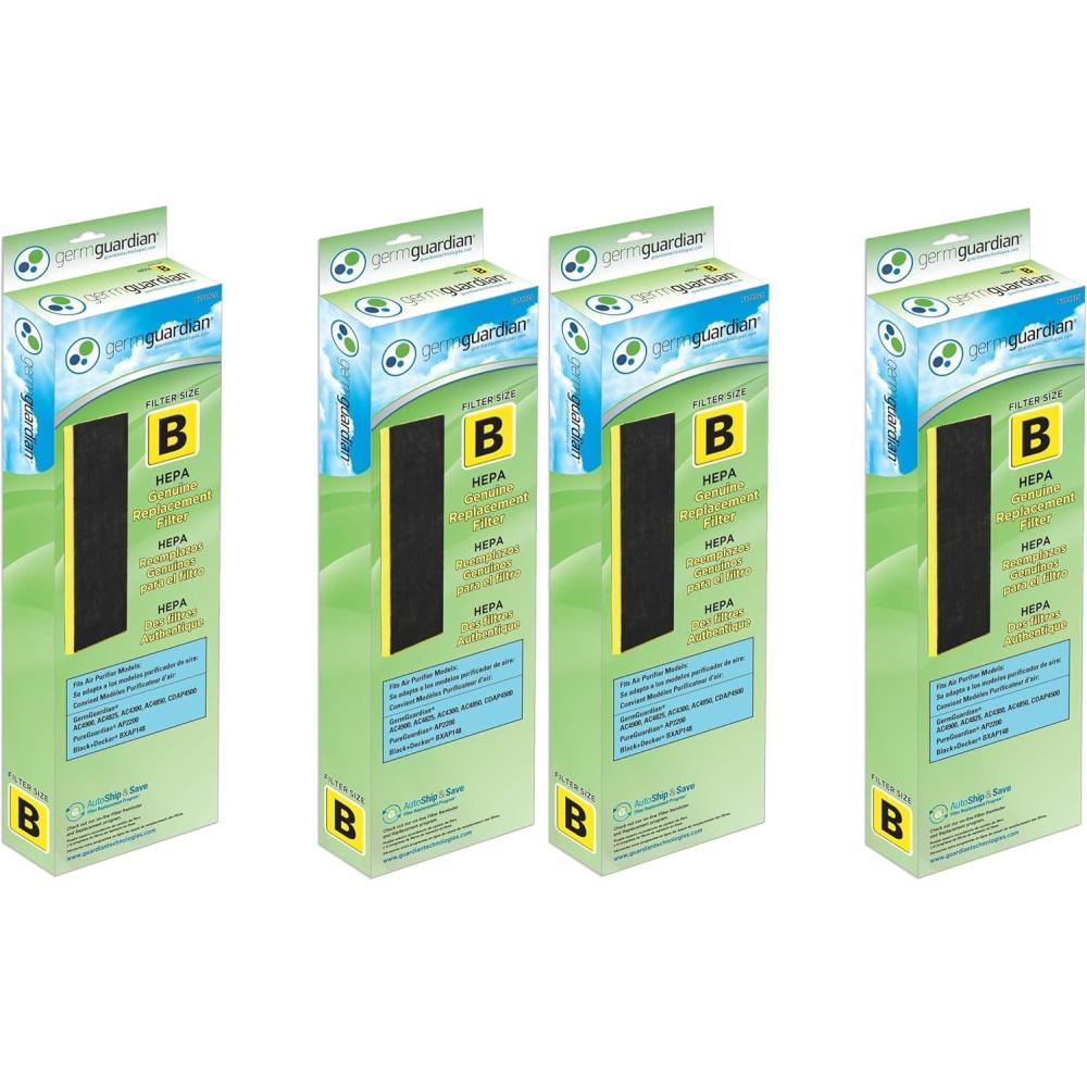 image:imageGermGuardian HEPA Pure Genuine Air Purifier Filter B Removes 9997 of Pollutants Wildfire Smoke Odors for AC4825 AC4300 AC4900 AC4880 AC4850 CDAP4500 2Pack BlackYellow FLT48252PK5 x 16 x 2 Pack of 2
