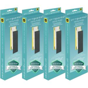 GermGuardian Filter B HEPA Pure Genuine Air Purifier Filter, Removes 99.97% of Pollutants, Wildfire Smoke, Odors, for AC4825, AC4300, AC4900, AC4825, AC4850, CDAP4500, 4-Pack, Black/Yellow,FLT48254PK