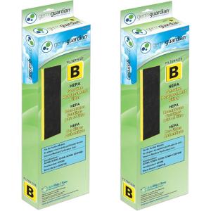 GermGuardian HEPA Pure Genuine Air Purifier Filter B, Removes 99.97% of Pollutants, Wildfire Smoke, Odors, for AC4825, AC4300, AC4900, AC4880, AC4850, CDAP4500, 2-Pack, Black/Yellow, FLT48252PK(5″ x 16″ x 2″)