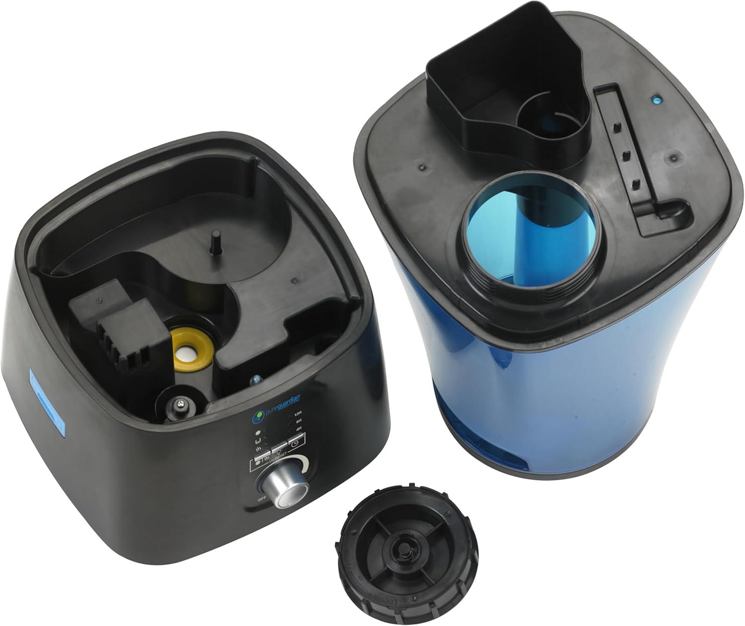image:imagePureGuardian 2Gallon Ultrasonic Warm and Cool Mist Humidifier with UVC Aromatherapy Tray 100 Hours Run Time Covers 380 Sq Ft Quiet Filter Free BlueBlack H5450BCA