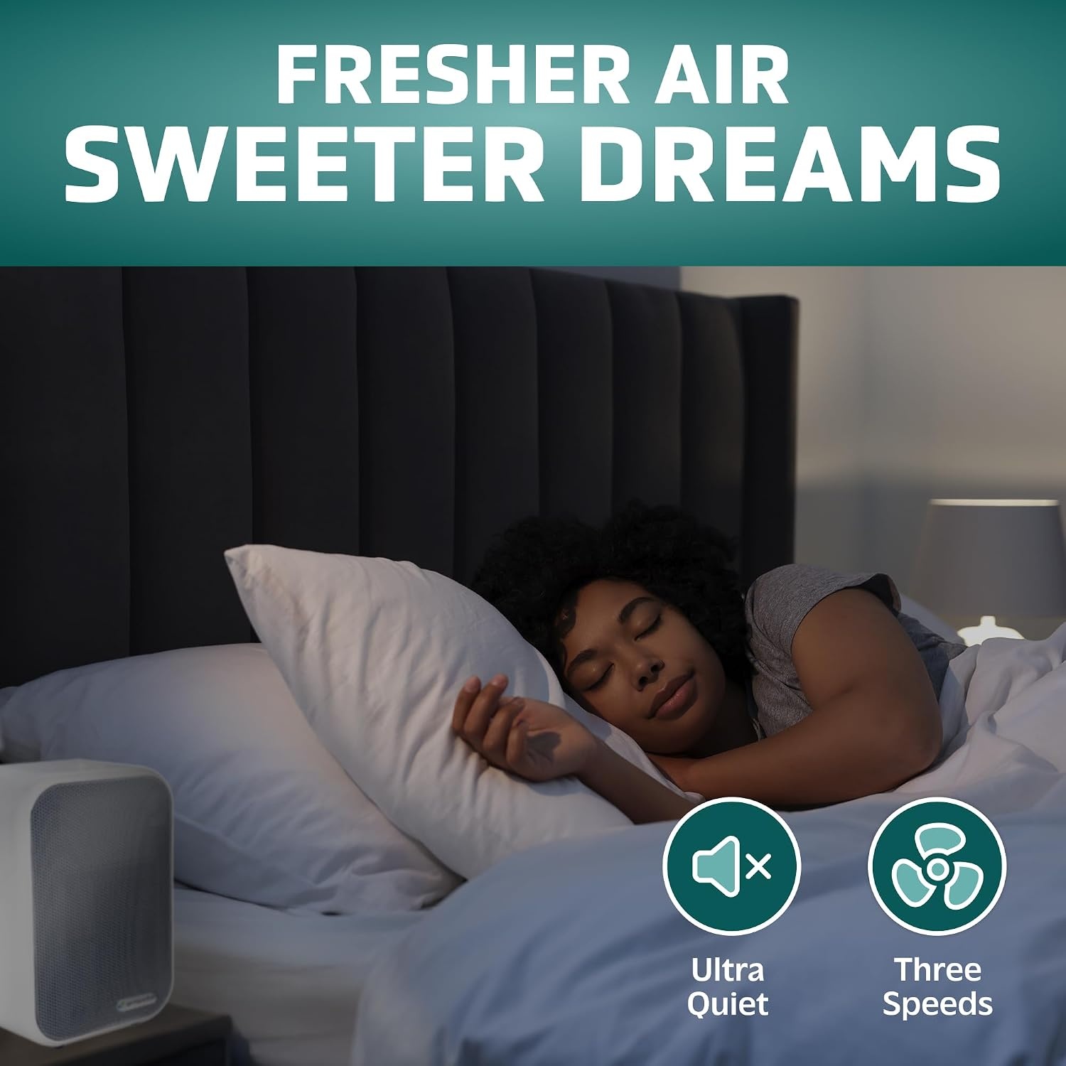 image:imageGermGuardian Air Purifier for Home with HEPA Filter Removes 9997 of Pollutants Covers up to 375 Sq Foot Room in 1 Hr UVC Light Helps Reduce Germs Zero Ozone Verified 11 Silver AC4100CA1 Count Pack of 1