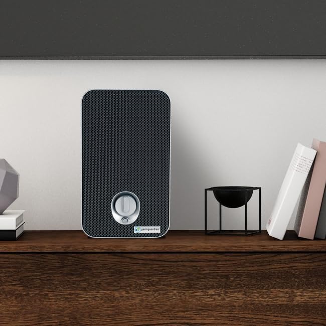 image:imageGermGuardian Air Purifier for Home with HEPA Filter Removes 9997 of Pollutants Covers up to 375 Sq Foot Room in 1 Hr UVC Light Helps Reduce Germs Zero Ozone Verified 11 Silver AC4100CA2 Count Pack of 1