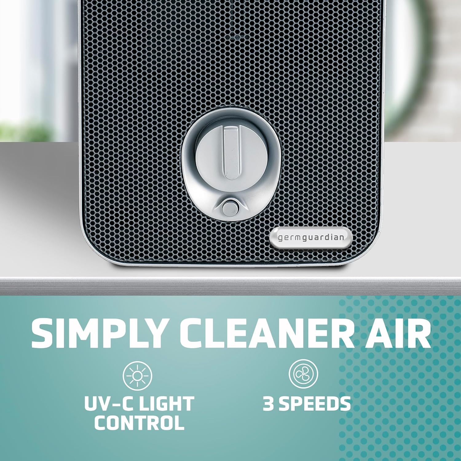 image:imageGermGuardian Air Purifier for Home with HEPA Filter Removes 9997 of Pollutants Covers up to 375 Sq Foot Room in 1 Hr UVC Light Helps Reduce Germs Zero Ozone Verified 11 Silver AC4100CA2 Count Pack of 1