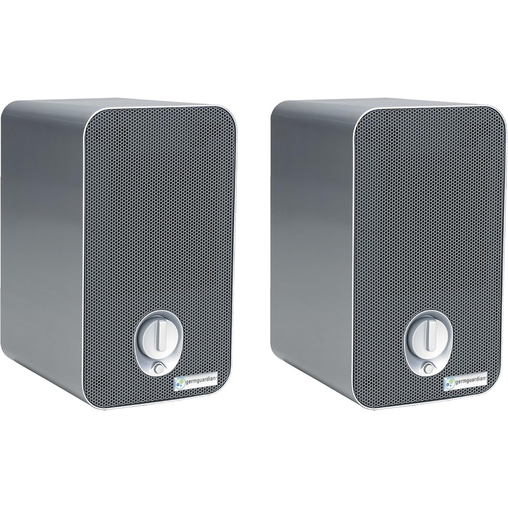 image:imageGermGuardian Air Purifier for Home with HEPA Filter Removes 9997 of Pollutants Covers up to 375 Sq Foot Room in 1 Hr UVC Light Helps Reduce Germs Zero Ozone Verified 11 Silver AC4100CA2 Count Pack of 1